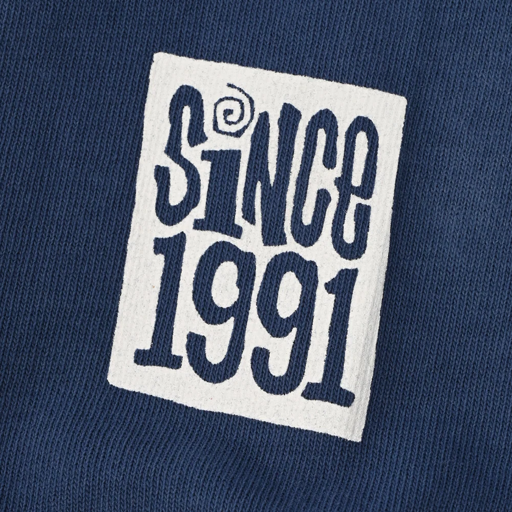 Label Puff Print Longsleeve T-Shirt - Blue and White - Image 4